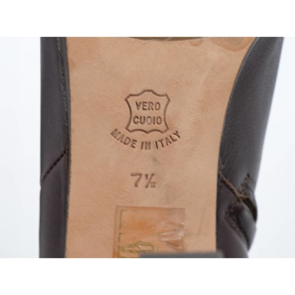Marchez Vous Booties Womens 7.5 Brown Leather Cone Heel Zipper Ankle Boots - Picture 10 of 13